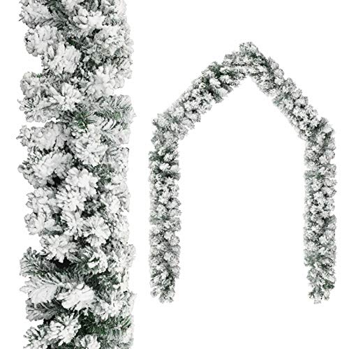 Tidyard Guirnalda de Navidad con Nieve flocada Verde 20 m PVC