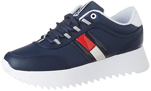 Tommy Hilfiger High Cleated Flag Sneaker, Zapatillas Mujer, Azul (Twilight Navy C87), 37 EU