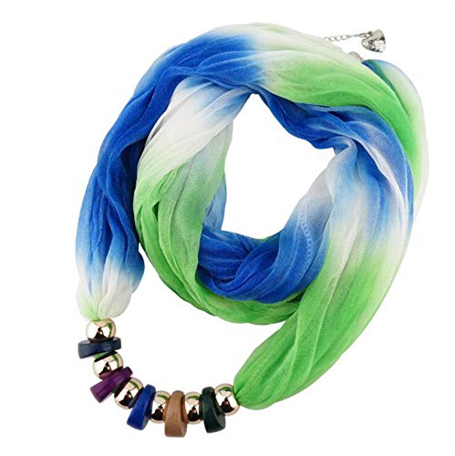 Unknow Anchang Pañuelo para Mujer, Accesorios de Ropa de Bufanda de Estilo Vintage para Ministerio del Interior,Azul Verde