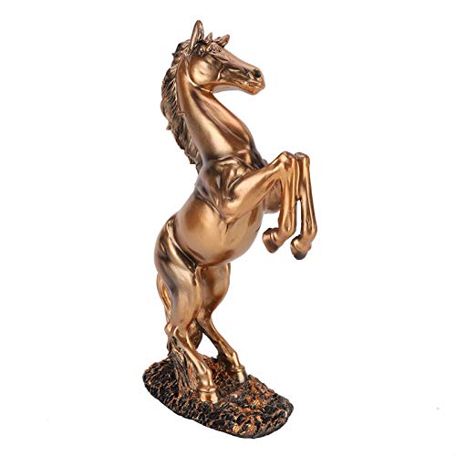 Weiyiroty Lucky Gifts Resina Horse Statue Sculpture, Horse Standing Statue, 12.40x7.09inch Blanco/Cobre Decoración de Mesa Restaurantes Decoración para Oficina(bs-021 Copper Color)