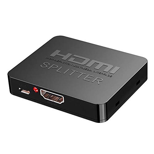 Wishlink Mini HDMI Splitter 1 en 2 salidas, 4 K HDMI Splitter para dos monitores, 1 x 2 HDMI Splitter 1 a 2 Amplificador Soporte 4Kx2K @ 30 Hz 1080P 3D
