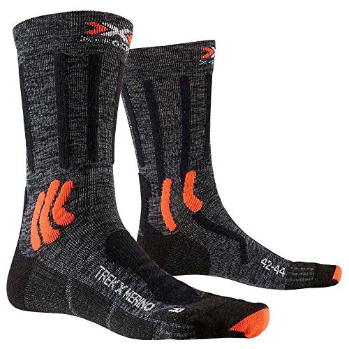 X-Socks Trek X Merino Socks Calcetines De Senderismo Trekking Hombre Mujer Socks Calcetines, Unisex adulto, Grey Duo Melange / X-Orange / Black, 39/41