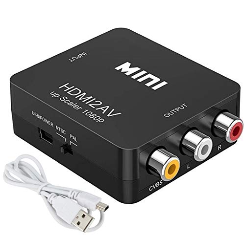 Yiany - Convertidor HDMI a RCA, HDMI a AV 1080P HDMI a 3RCA Adaptador de audio de vídeo compuesto CVBS para TV HD, PC, portátil, Xbox, VHS, VCR, reproductores de DVD