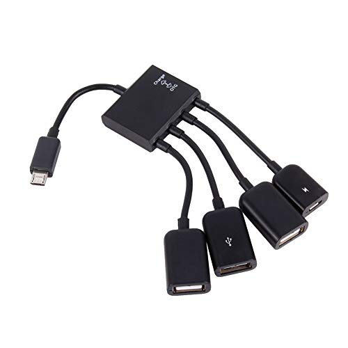 Zerone Cable Adaptador Micro USB de 4 Puertos, Cable Adaptador OTG Hub para Android Tablet Smartphone