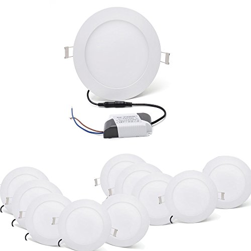 [10 Piezas] 6W WYBAN Blanco cálido 3000-3500K Lámpara de panel LED redonda ultradelgada Lámpara de techo empotrada (6W Blanco frío)