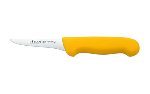 Arcos Serie 2900, Cuchillo Deshuesador, Hoja de Acero Inoxidable Nitrum de 100 mm, Mango inyectado en Polipropileno Color Amarillo