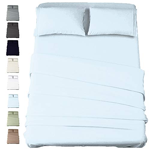 California Cotton Club - Juego de sábanas de 600 hilos, 100% de fibra larga peinada, EE. UU.De algodón con dobladillo de costura, hasta 43,18 cm de profundidad, sábanas de satén suave