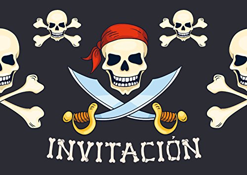 Edition Colibri 10 Invitaciones en español “Piratas“ (Jgo.2) con Calaveras: Juego de 10 Invitaciones para el cumpleaños de niños/as Piratas o bucaneros (10966 ES)