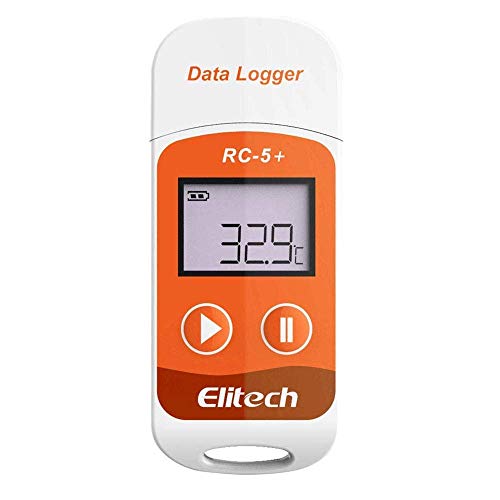 Elitech RC-5+ Registrador de Datos de Temperatura, Registrador Automático de Temperatura, Informe por Teléfono, Pantalla LCD Grabador de Datos, USB Generar Informe PDF, 32000 Puntos Product Name