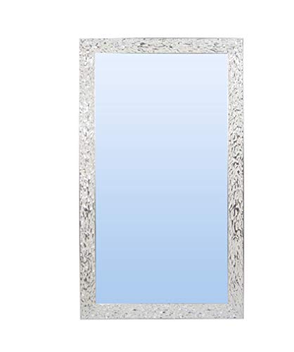 Espejo con Marco Listo para Colgar (Varios tamaños/Colores) Serie 2827 (Blanco con Plata (Ref.-112), 180 x 80 cm)