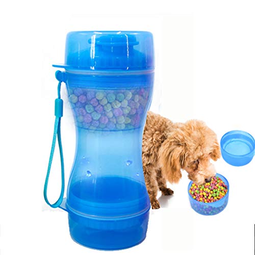 FayTun Botella de agua portátil para perro, dispensador de agua portátil 2 en 1, a prueba de fugas, botella de agua para cachorros, contenedor de alimentos para mascotas al aire libre
