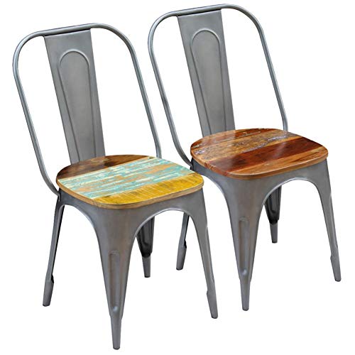 GOTOTOP Juego de 2 sillas de comedor de madera maciza reciclada para muebles de hogar, cocina, sala de 47 x 52 x 88 cm.