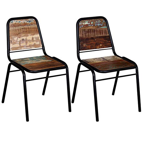 GOTOTOP Juego de 2 sillas de comedor de madera maciza reciclada para muebles y suministros del hogar, 43,9 x 58,9 x 88,9 cm.