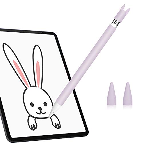 Hydream Funda de Silicona para Apple Pencil 1ª Generación, Funda Ultra Delgada Protectora Case Cover Antideslizante Accesorios para iPad Pencil, con 2 Cubiertas de Punta Protectora (Morado)