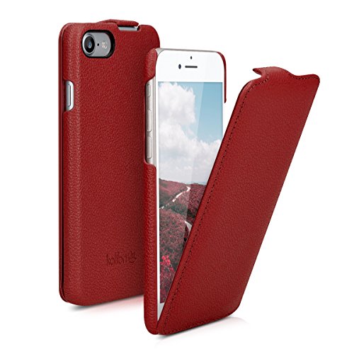 kalibri Funda con Tapa Ultra Fina Compatible con Apple iPhone 7/8 / SE (2020) - Funda Protectora de Piel en Rojo