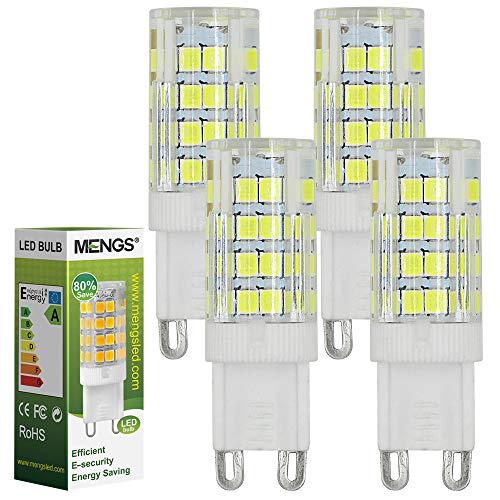 MENGS Pack de 4 Bombilla LED G9 5W Equivalente a 40W Lámpara LED Blanca Fría 6000K, 480LM, Luz LED AC 220V-240V luces LED lampara ahorradora de energia