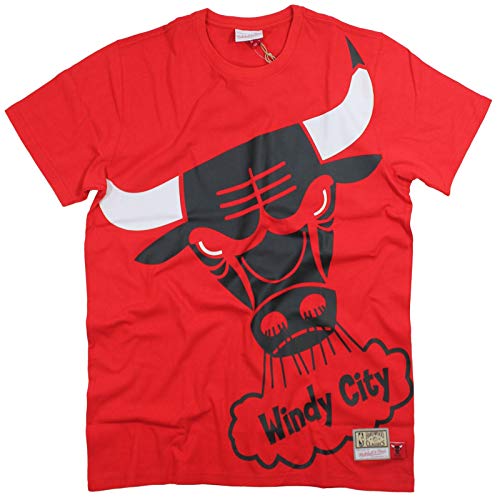 Mitchell & Ness NBA Big Face - Camiseta de Chicago Bulls, color rojo, Hombre, BIG-FACE-BULLS, rojo, xx-large