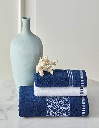 Nautica Juego de toallas azul marino, 100% algodón, 500 g/m², 30 x 50 x 2 + 50 x 90, absorbentes, suaves y duraderas (3 unidades)