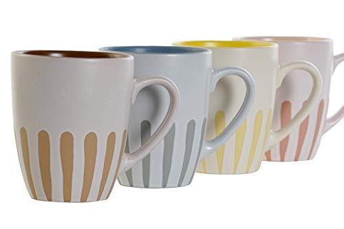 Preciosas Tazas de Cerámica de Color Pastel de Diseños Únicos para Desayuno Café con Leche Diseño Original y Moderno – 315ml - 1Unid. – 12x8,3x10cm. (Amarillo)