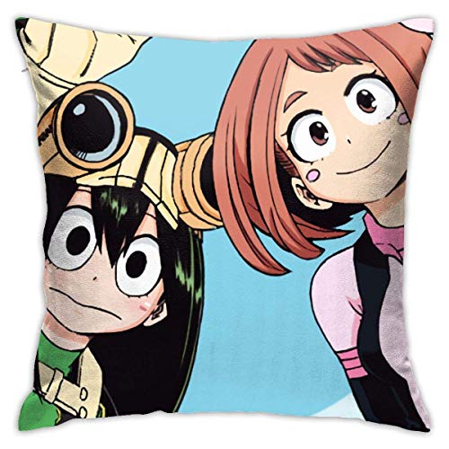 qidong Classic Cartoon Anime My-Hero Academia Asui Tsuyu Throw Funda de almohada decorativa almohada Euro Home Decor Fundas de almohada 45 x 45 cm