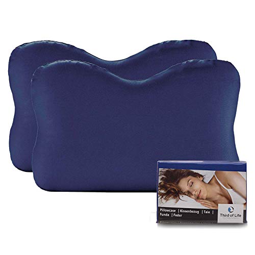 Third of Life Funda de Almohada Pack de 2 | Especialmente diseñada para la Almohada re-Charge Pillow | Algodón Egipcio | Punto Jersey Doble | con Cremallera (Azul Marino)