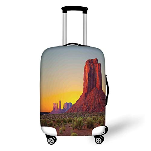 Travel Luggage Cover Suitcase Protector,House Decor,Sunset in Famous Grand Canyon Archaic Natural Wonders of World Heritage Photo,Red Yellow，for Travel L