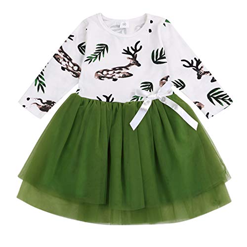 Vestido de tutú para niña pequeña niña niña bebé princesa vestido tutú tul para fiesta de San Valentín o cumpleaños - verde - 2-3 años