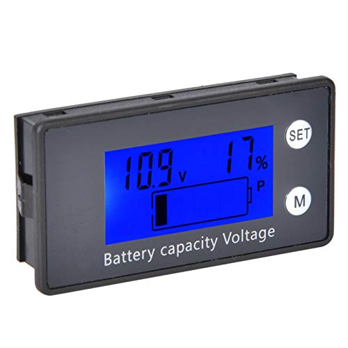 Voltímetro de CC 10-100V voltímetro medidor de voltaje de batería digital herramienta de equipo de voltaje LCD medio para Industrial((10-100V) blue + alarm + temperature)