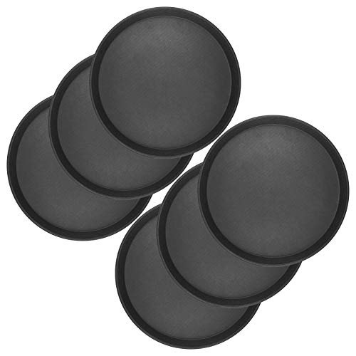 Wellgro® Gastro - Juego de 6 bandejas de 35 cm de diámetro, redondas, color negro