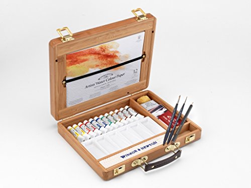 Winsor & Newton - Selección de 12 colores de agua, caja de bambú