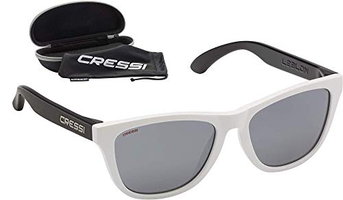 Cressi Leblon Sunglasses Gafas de Sol Deportivas con Estuche Rígido, Adultos Unisex, Blanco-Lentes Ahumadas, Un Tamaño
