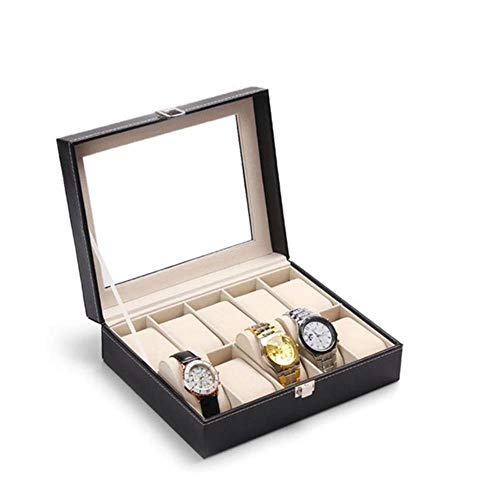 Elegante caja de joyería de cuero de maquillaje caja de joyería de viaje reloj caja de almacenamiento anillo contenedor de herramientas accesorios caja de 10 rejillas, China