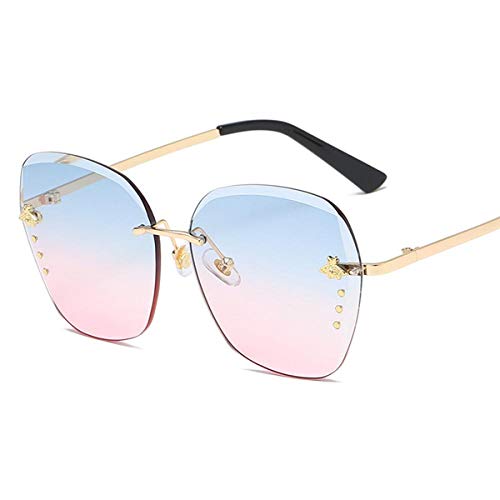Gafas de Sol Sunglasses Gafas De Sol De Mujer Diseñador De La Marca Gafas De Metal Cuadradas Accesorios De Miel De Abeja Lentes De Colores Graduales Lentes De Conducción Uv400 Rosa