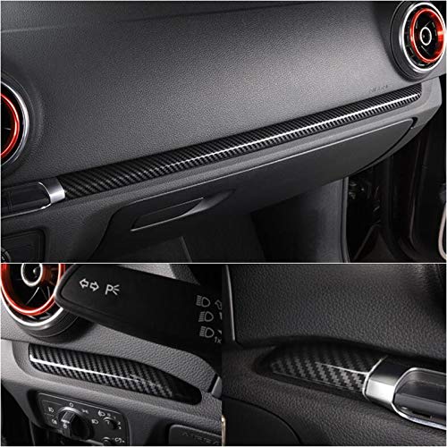HDCF Puerta del coche Tiras de ajuste ABS Consola central Tablero de instrumentos Decoración Cubierta Ajusta ABS Para A3 8 V 2014-2018 S3 Color de fibra de carbono