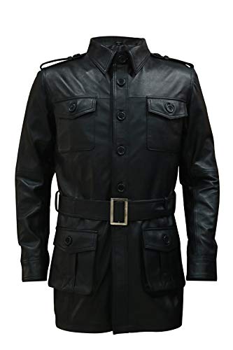 High Star Collections Vintage clásico estilo militar Caual desgaste moda gabardina abrigo chaqueta - negro - Small