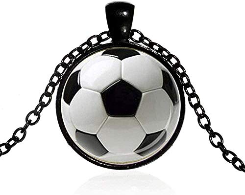 Liuqingzhou Co.,ltd Deportes Fútbol Cúpula de Cristal Colgante Collar Cadena de eslabones de aleación Collar Largo niños Recuerdo del Club de fútbol