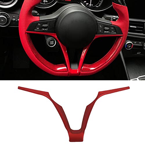 Marco de volante de coche en forma de V decoración interior embellecedor se adapta a Alfa Romeo Stelvio Giulia marco de volante ABS(ROJO)