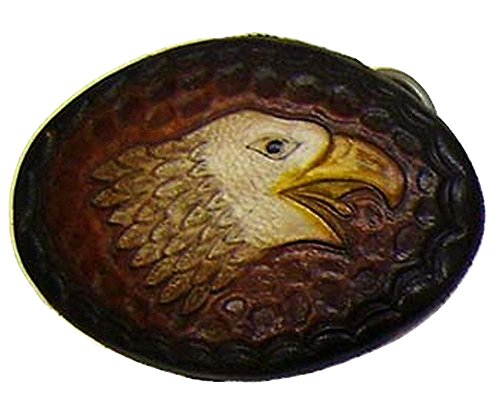 Modestone Hand Painted & Tooled Genuine Leather Eagle Head Hebilla O/S