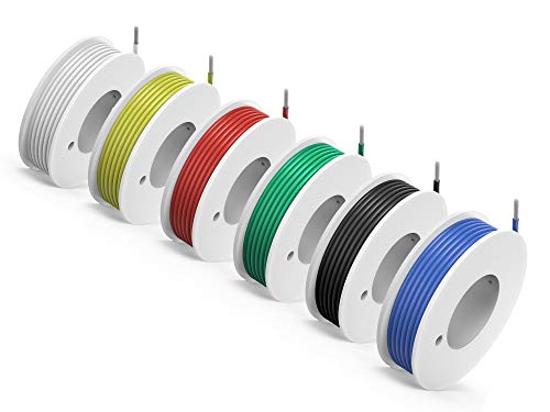 NorthPada 20 AWG 0,5mm² Alambres eléctricos Kit Silicona Cable de cobre estañado para placa de circuito impreso PCB 6 Colores 600V 5A 6 x 7 Metros