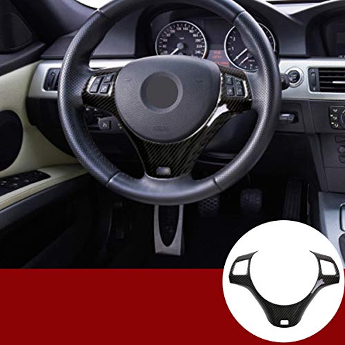 YIWANG Cubierta para volante de coche de fibra de carbono estilo ABS cromado para 1 serie 3 5 puertas M Sport Coupe E82 E87 E90 E93 2005-2014 accesorios de coche (fibra de carbono)
