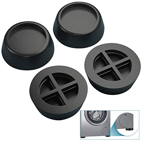 4 Unidades de Goma Antivibracion Patas para Lavadora, Almohadillas Universales de Vibraciones para Lavadora y Secadora (6,5 cm), Negro
