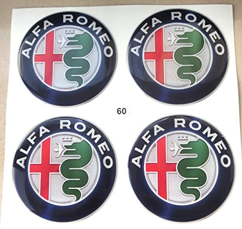 Adhesivos de resina para embellecedor Alfa Romeo, 60 mm , calidad 3M, pegatinas para tuning en 3D - 4 unidades