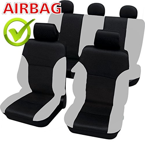 akhan SB101 – Calidad Asiento de Coche Asiento Fundas schonbezüge DGX650 con airbag Lateral Negro/Gris