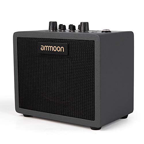ammoon Mini Amplificador de Efector de Guitarra de Escritorio de 5W, con 7 Modelos de Altavoces Frontales, 4 Efectos (Chorus/Tremolo/Delay/Reverb), con Conector de Salida de Auriculares de 3,5 mm