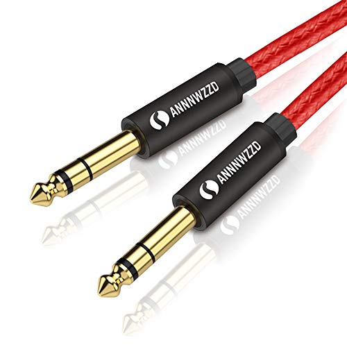 Cable de audio mono de 6,35 mm a 6,35 mm, cable de altavoz profesional TS de 1/4 pulgadas para guitarra eléctrica, bajo, amplificador, teclado instrumento profesional, etc. (1 m)