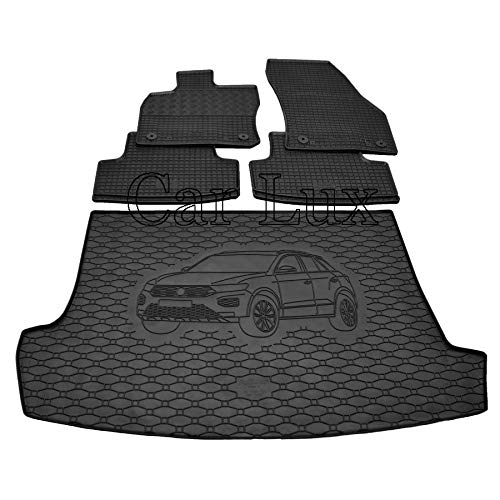 Car Lux AR15431 - Alfombra protector maletero T-Roc + Alfombras alfombrillas de goma a medida para VW T-Roc desde 2015-
