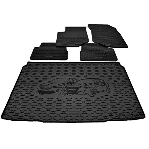 Car Lux DUO06056 - Alfombras Alfombrillas de goma a medida + alfombra maletero conjunto para PEUGEOT 208 II desde 2019-