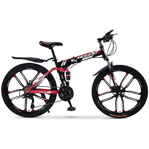 DRAKE18 Bicicleta de montaña Plegable, 26 Pulgadas Off-Road 30 velocidades, Velocidad Variable, Doble amortiguación de los Hombres, Bicicleta, señoras, Montar a Caballo al Aire Libre, Adultos,A