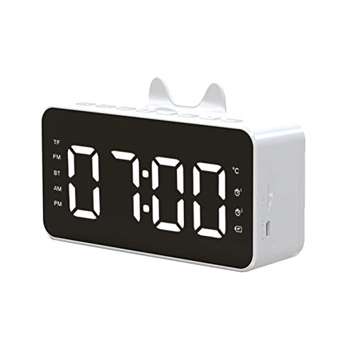 FLOX Reloj despertador con radio de noche con llamada inalámbrica HD, altavoz Bluetooth, pantalla de temperatura de silencio, alarma dual regulable