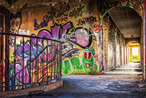 Fondos fotográficos de almacén Oscuro Graffiti habitación Interior telón de Fondo fotográfico para Estudio fotográfico A7 3x3m